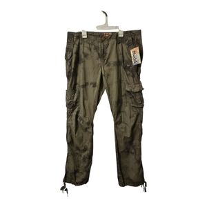 Mudd Cargo Pants Size 15 Green Tie Dye 100% Cotton Utility Pocket Drawstring Hem